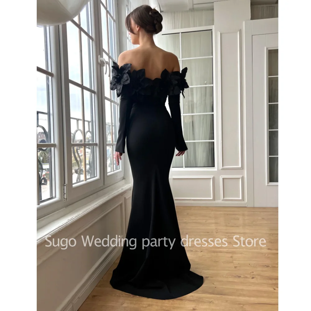 Vestidos de noite longos pretos personalizados para ocasiões especiais elegante até o chão sereia dubai feminino vestido de festa de baile de gala 2025