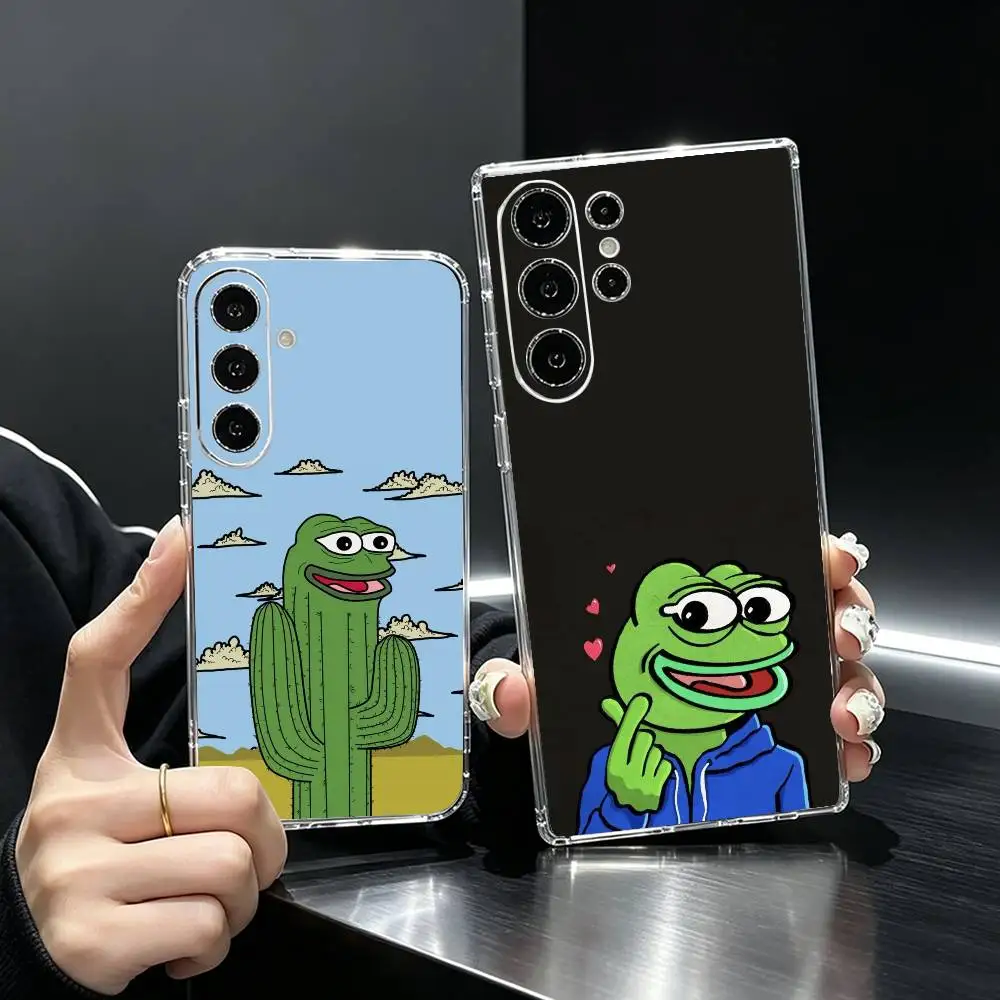 p-Pepe the Frog Quirky Cartoon Phone Case For Samsung S25,S24,S21,S22,S23,S30,Ultra,S20,Plus,Fe Transparent Cover