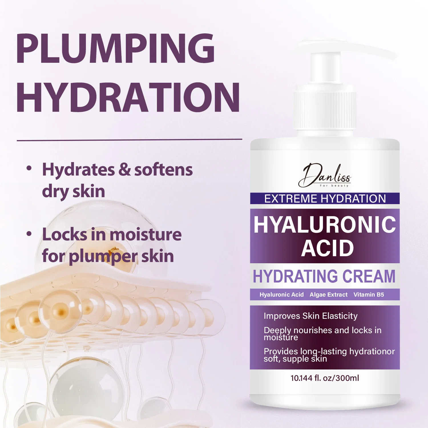 Extreme Hydration Hyaluronic Acid Hydrating Cream - with Algae Extract & Vitamin B5 - Plumping Hydration.