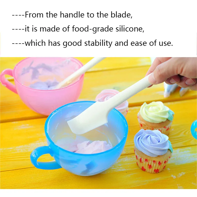 Food Grade Ice Cream Butter Biscuit Pastry Coloring Bowl Bean Paste Curved Silicone  Scraper Kitchen Cake Baking Stirring Tool