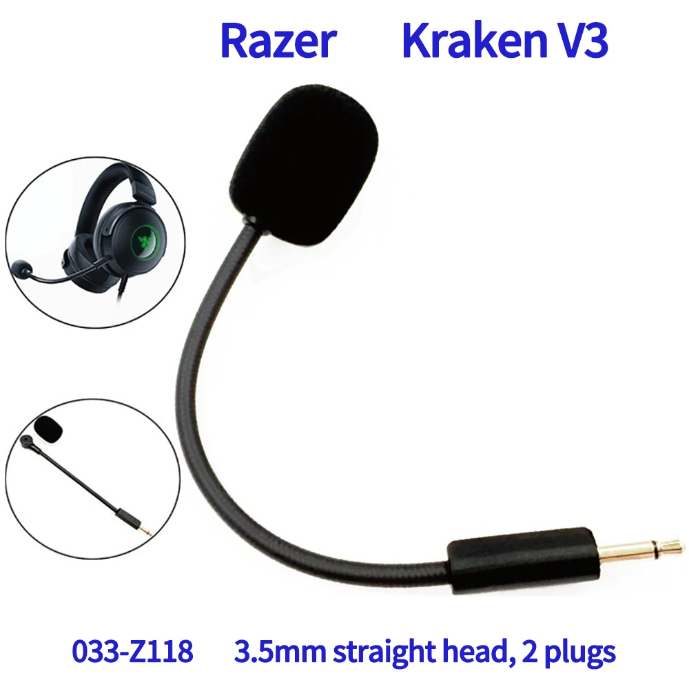 Micrófono de Repuesto para Auriculares de Juego, Micrófono Estéreo con Conector Recto de 3.5mm para Auriculares Razer Barracuda X, Accesorio para Juegos