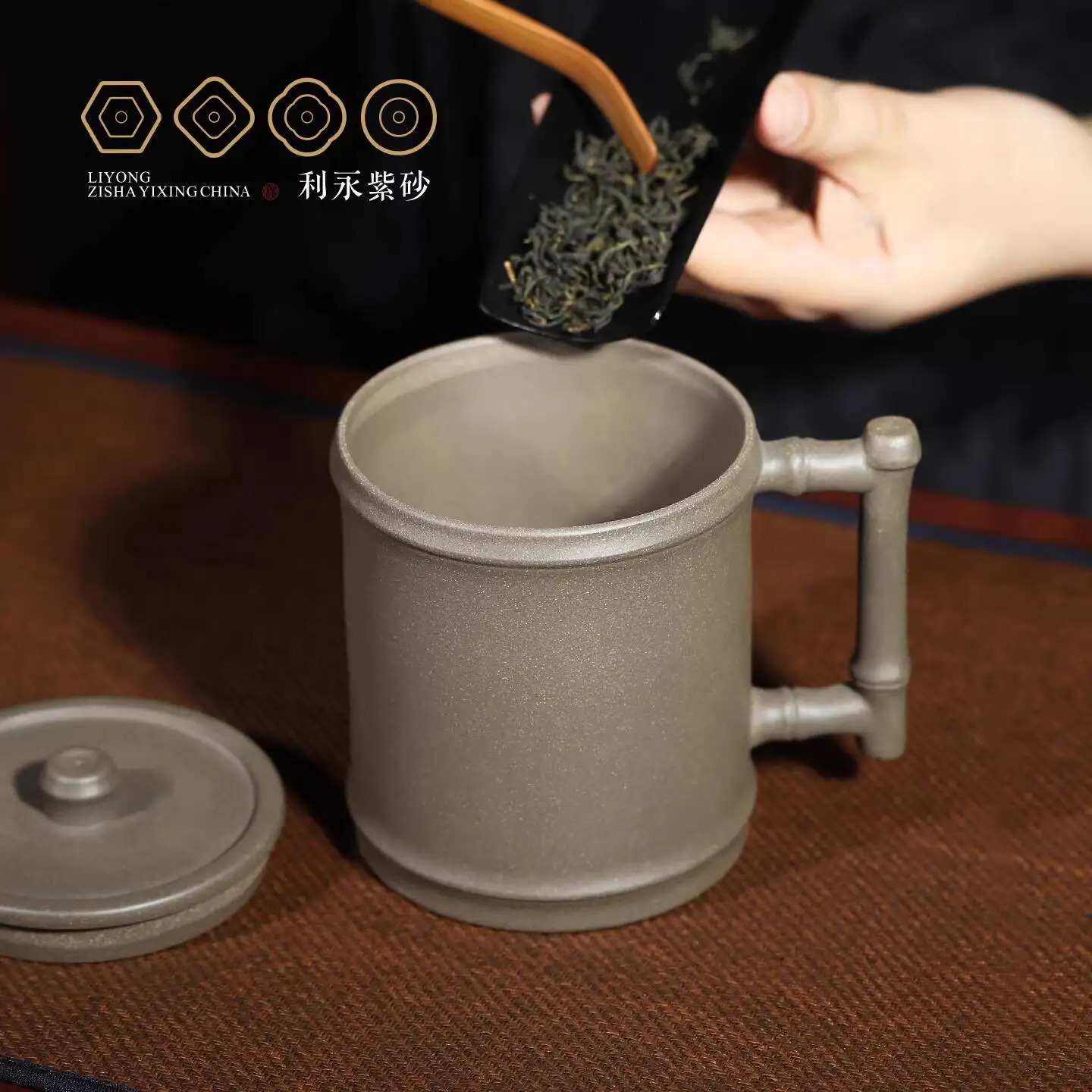 Centennia Liyong Yixing Origina Minera Purpe Cay Cup, Persona Large-Capacity Tea Brewing With Lid, Bright Pattern Cup