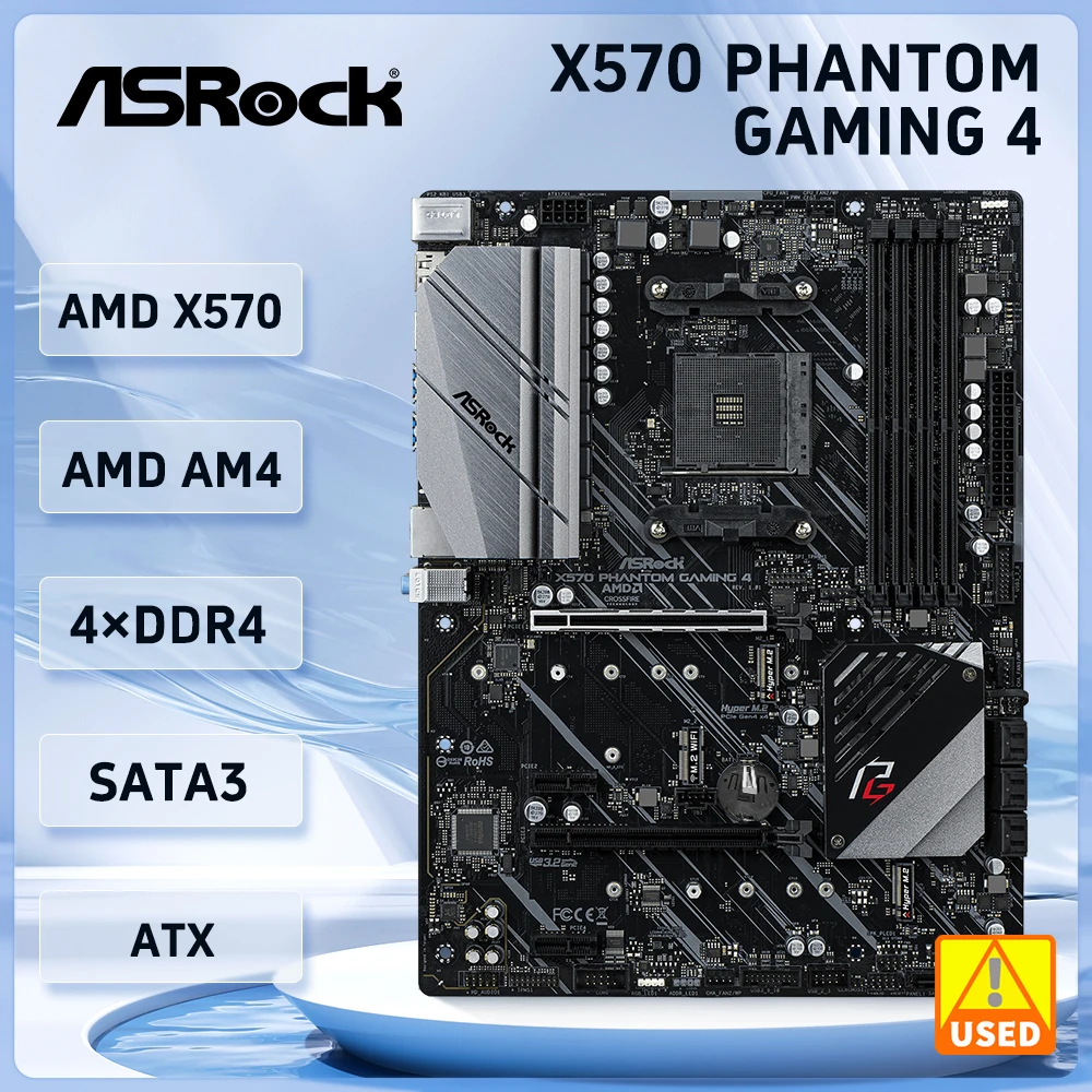 

X570 Motherboard ASROCK X570 Phantom Gaming 4 Socket AM4 4×DDR4 128GB PCI-E 4.0 SATA III HDMI ATX For Ryzen 5000 G-Series cpu