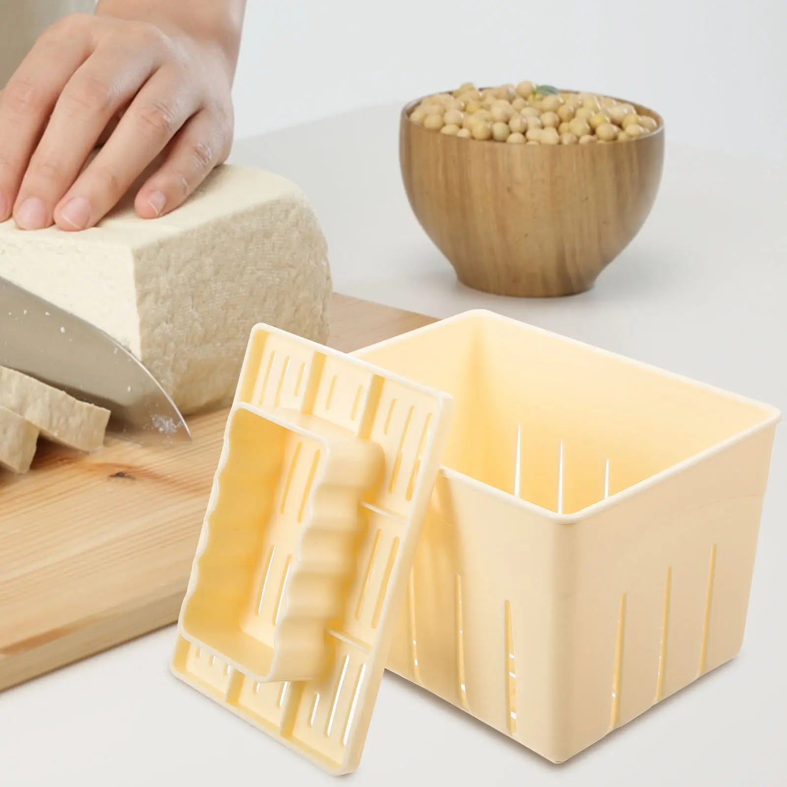 Fine Crafted Plastic Tofu Press Mould for Homemade Soybean Curd Making Labor Saving Easy Clean Moisture Proof Tofu Pressing Mold