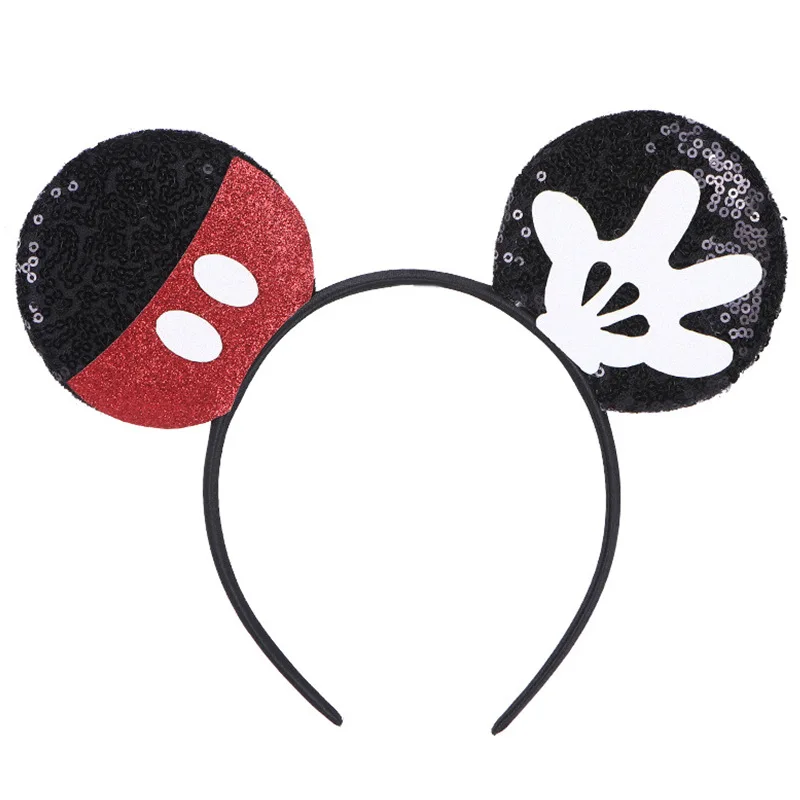 Mickey Mouse Ears Minnie Hairband For Girls Sequin Dot Bows Cute Toy Birthday Party Headband Accessories Kids