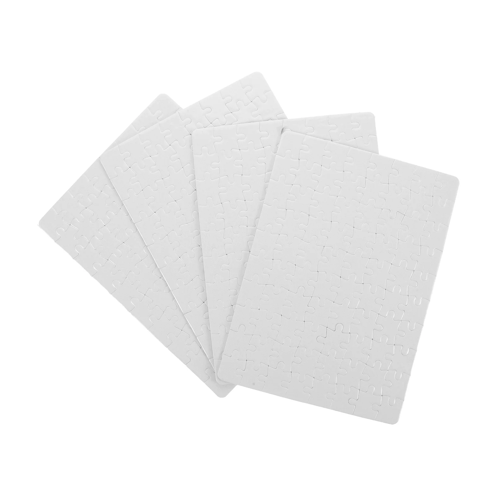 

4 Sheets Blank Puzzle Pieces for Sublimation DIY Craft White Jigsaw Board Creative Drawing Kids Family Activity Game