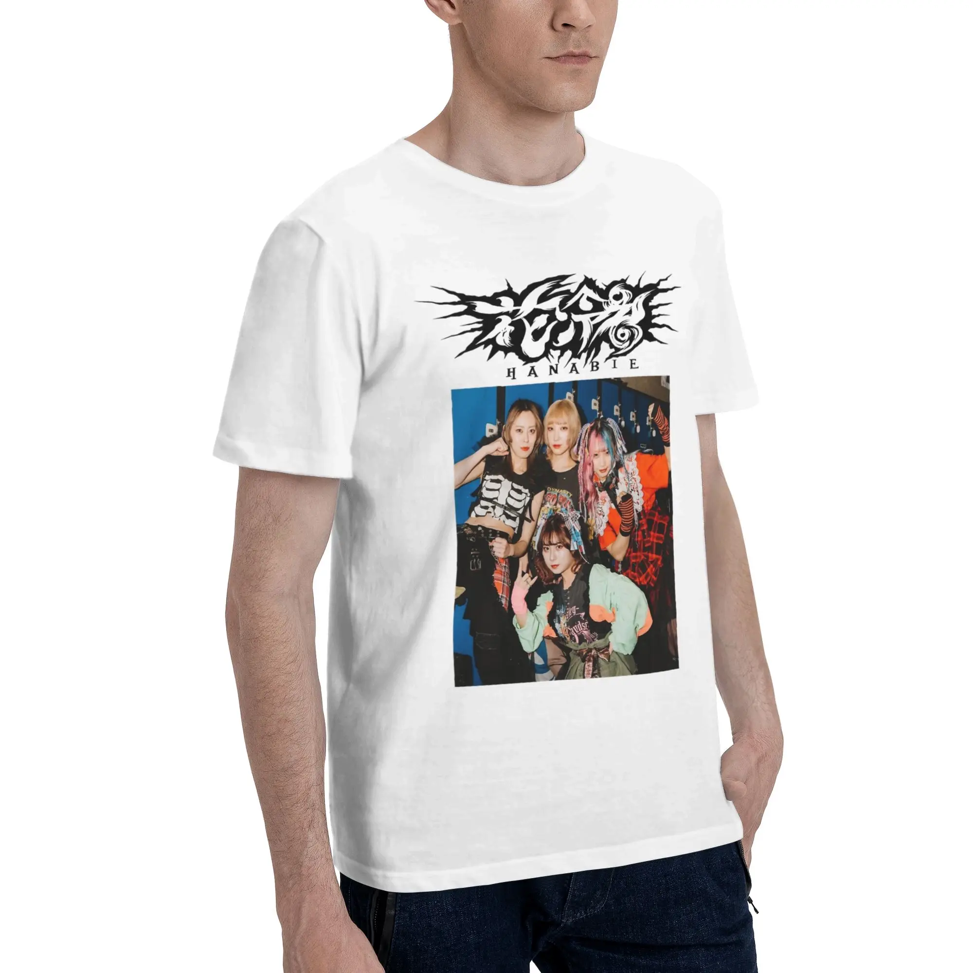 Mens Womens Hanabie Band  Shirt Pure Cotton Printed Tee Shirts  Top Clothing