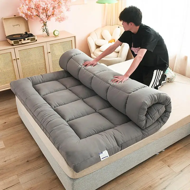 Soft Filling Mattress Pad Soft Down Velvet Tatami Mats Mattress Fluffy and Breathable Relieve Body Stress Soft Cushion Anti-Slip