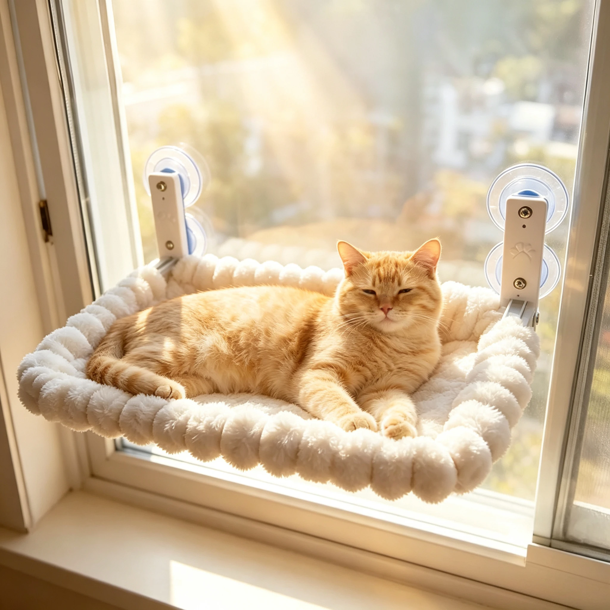 Cat Window Hammock with Strong Suction Cups Cozy Window Perch Sturdy Cat Seat Sunbathing Bed for Indoor Cats