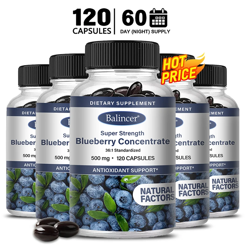 

Organic Blueberry Extract, 500 Mg Strength, Concentrated and Standardized 10x Whole Fruit Extract, Vegan, All-Natural, Non-GMO