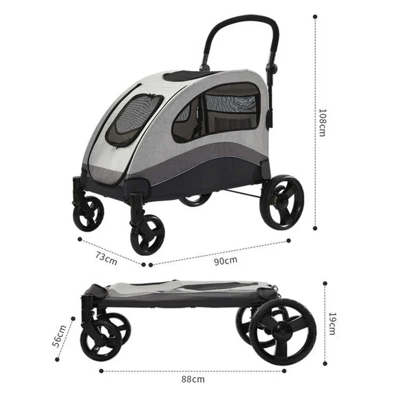 Super-Size Heavy Duty Pet Gear Wagon Cart Pet Big Dog Cat Stroller Outdoor Travel Bearing Capacity 60kg Medium Dog Trolley