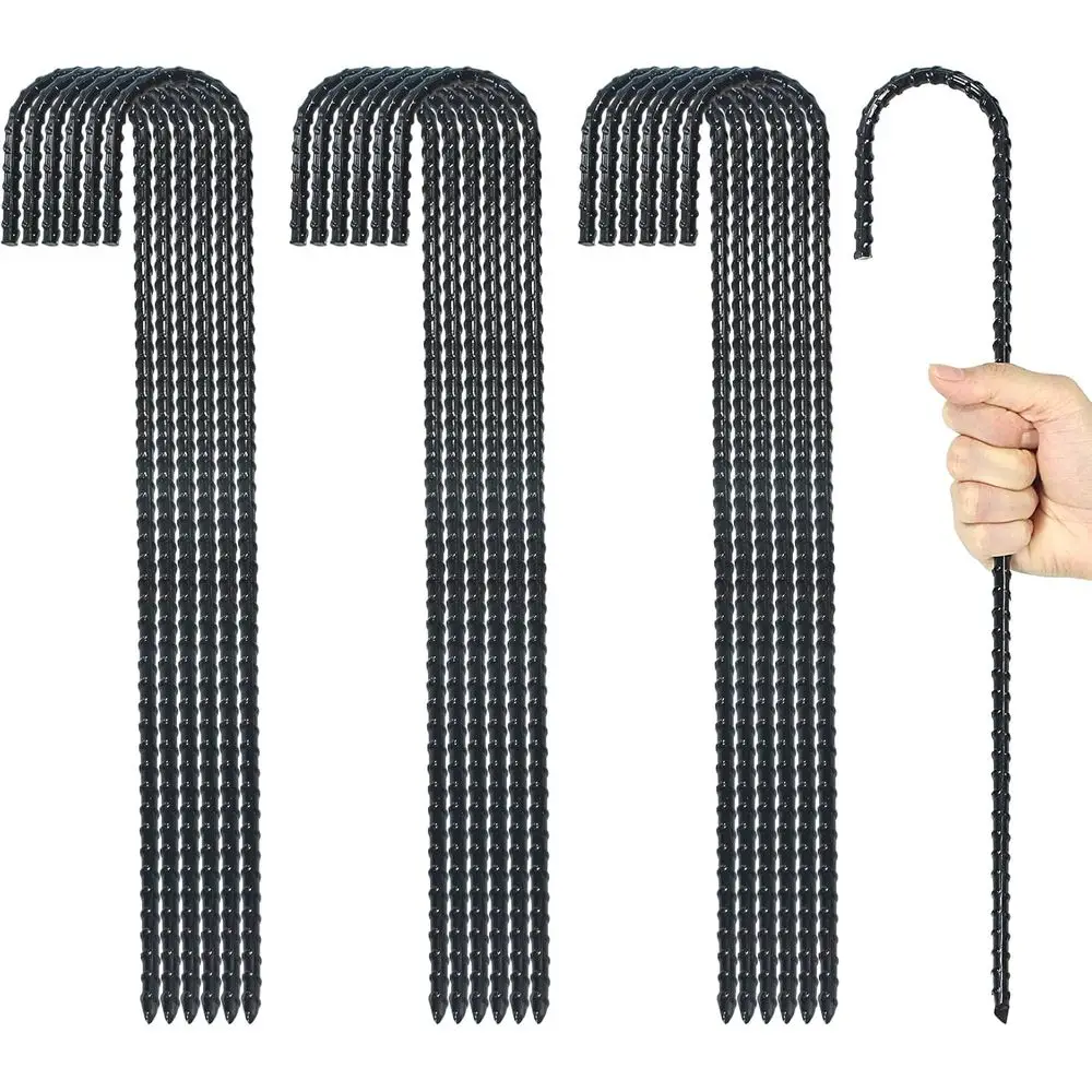 

16-дюймовые заземляющие колышки для арматуры, сверхпрочные стальные анкеры с J-образным крюком и антикоррозийным покрытием, с зубчатым концом для кемпинга и палаток