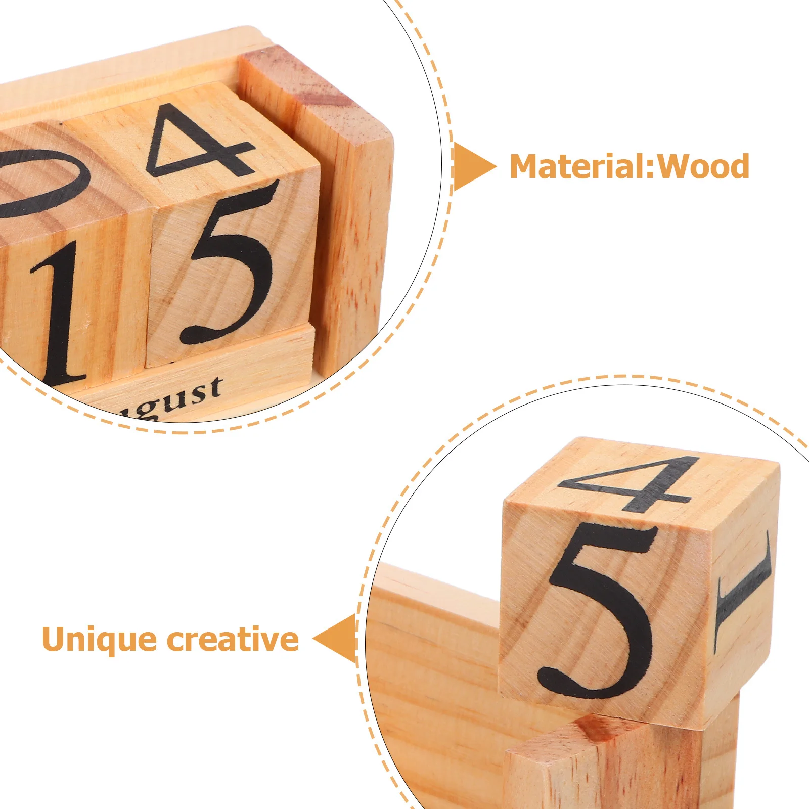 Wooden Desk Calendar Solid Wood Perpetual Design Manual Combination Date Display Office Home Decoration Reusable