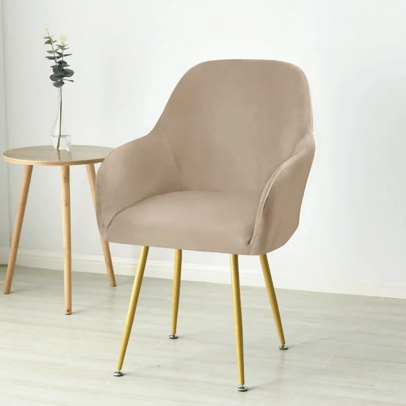 Velvet High Arm Chair Cover Elastic All-inclusive Dining Chairs Slipcover Solid Color Seat Protector Case Fundas Para Sillas