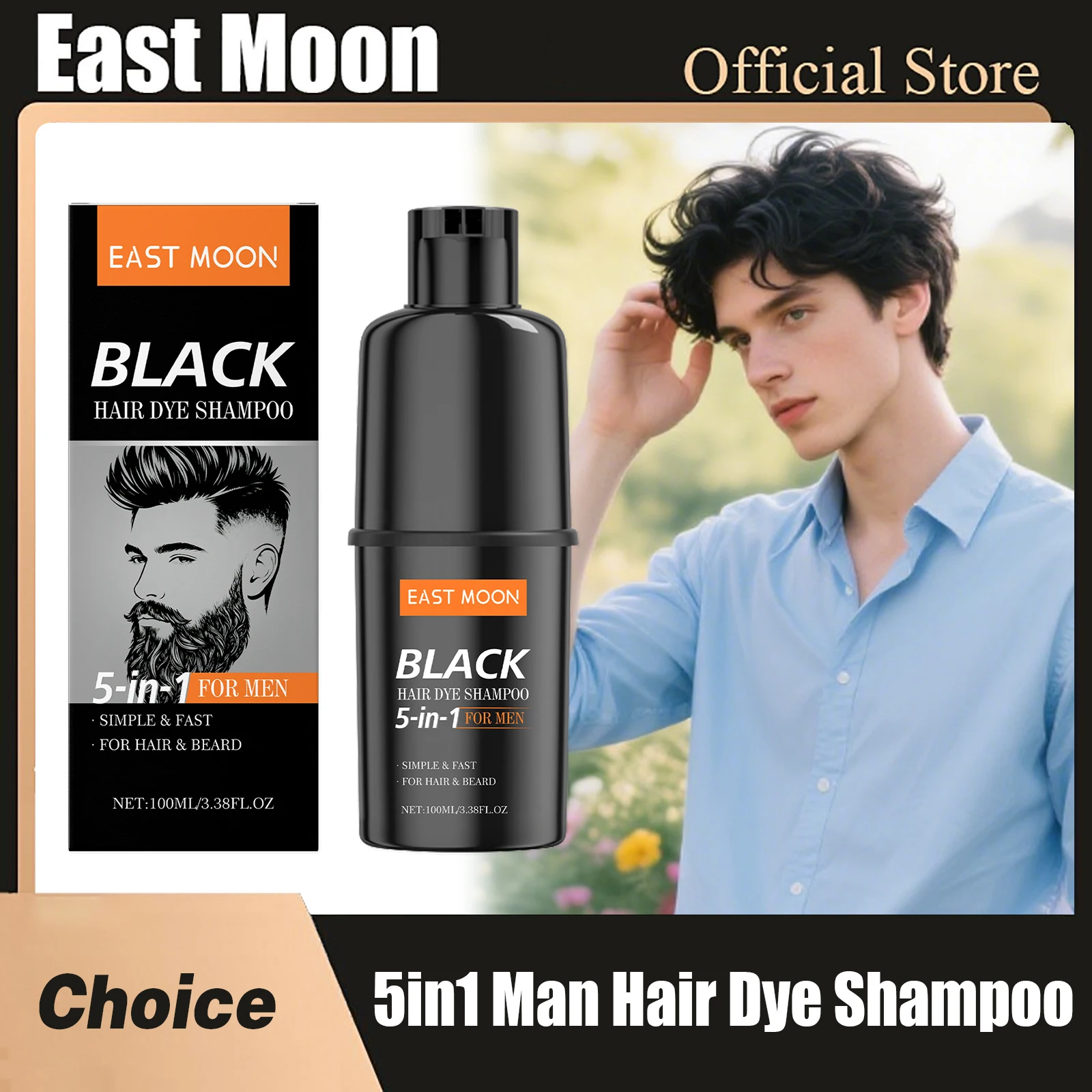 

East Moon 5in1 Man Hair Dye Shampoo Repairing Gray White Non Irritating Keep Nourish Root Holiday Gift Black Hair Dyeing Shampoo