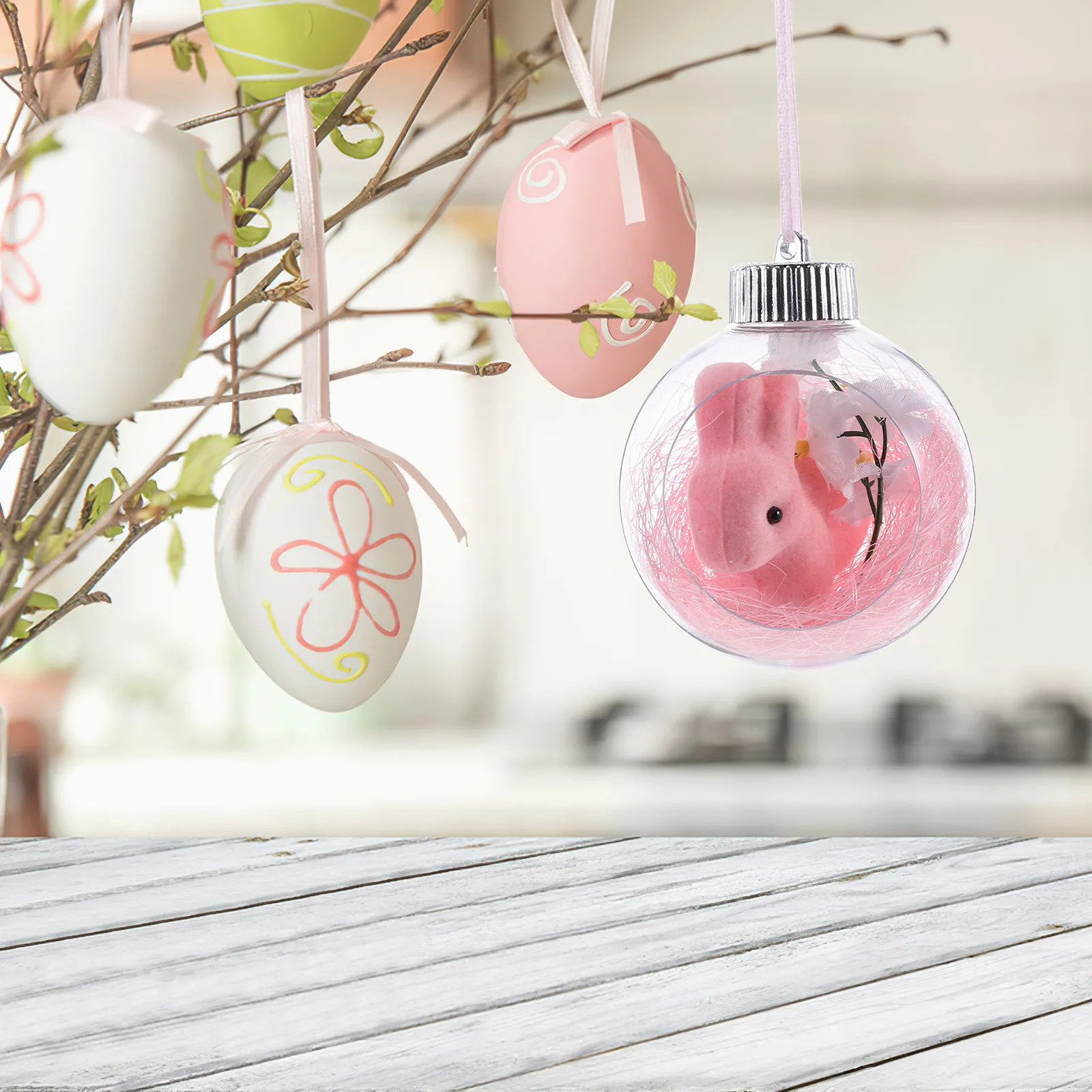 

Acrylic Easter Bunny Hanging Ornaments Transparent Ball Baubles Easter Tree Decorations Window Display Party Spring Hangings