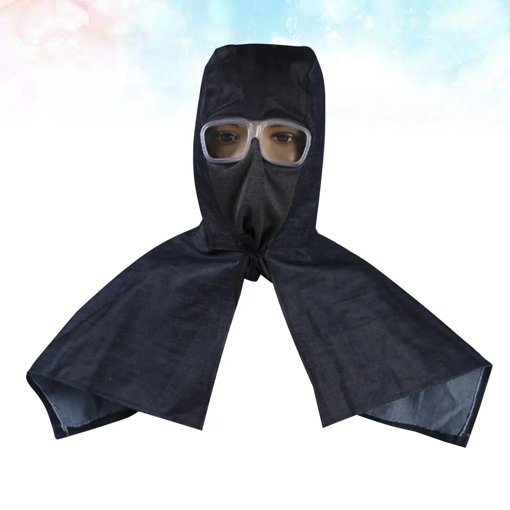 

Dustproof Shawl Cap Denim Full Cover Protective Work Hat Goggles Outdoor Riding Cycling Gardening Black Shawl Cap