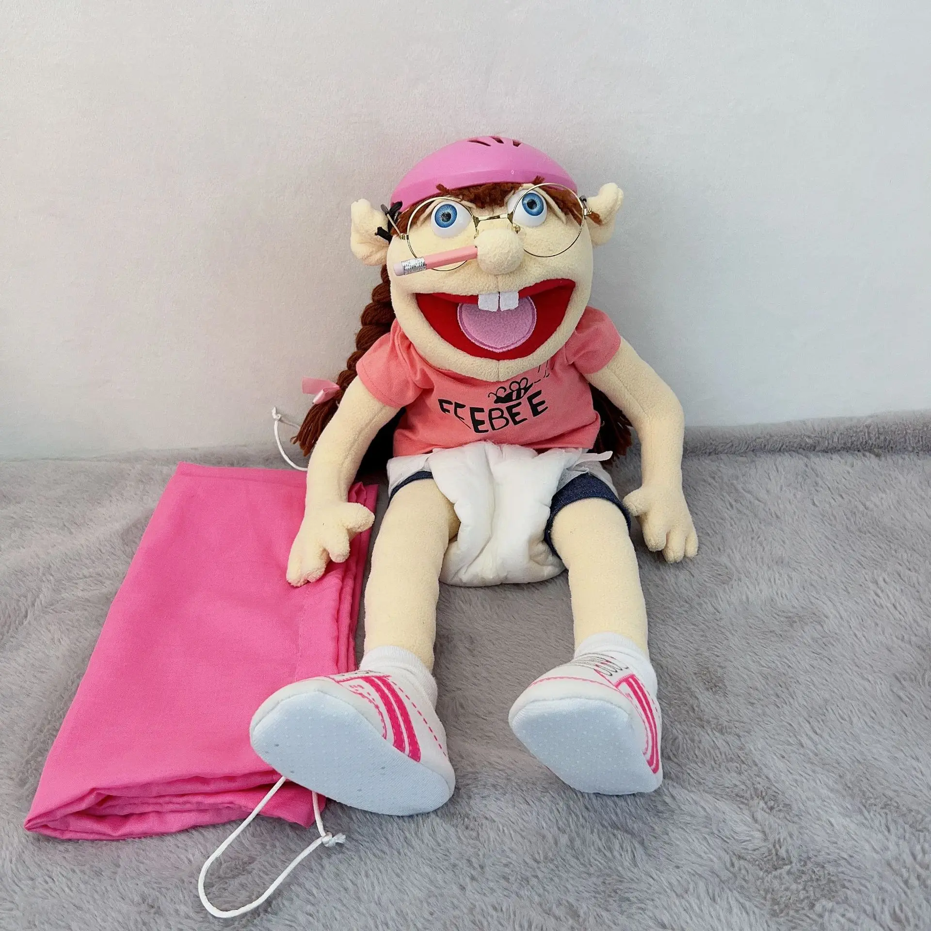 Jeffy Handpuppe Ganzkörper 19,69 Zoll Gefüllte Figur Spielzeug Weiche Puppe Plüsch Muppet Spielzeug Geburtstag Kinder Geschenk Geeignet für Rollenspiele