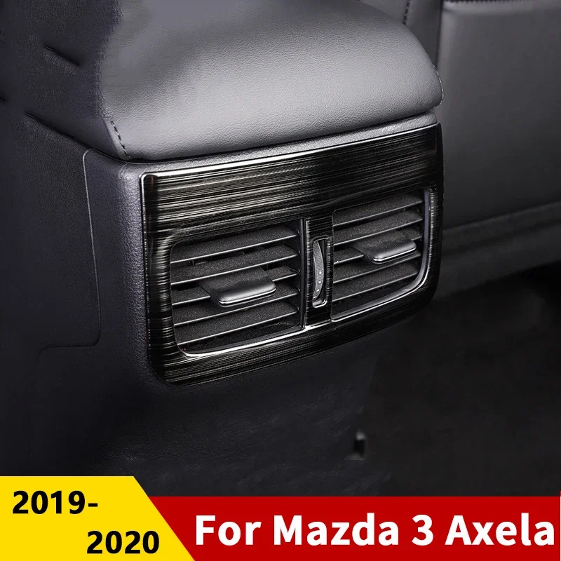 For Mazda 3 BP 2019-2023 2024 2025 Car Stainless Rear Seat Console Air Conditioning Outlet Frame Cover Trim Styling Accessories view 3