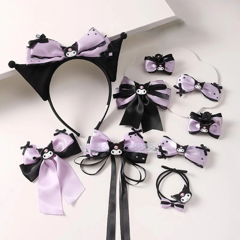 Sanrio Cute Girl Heart Purple Black Sweet Cool Wind Kuromi Series Cat Ears JK Headband Hairband Hairband Cartoon 2024 New Hot