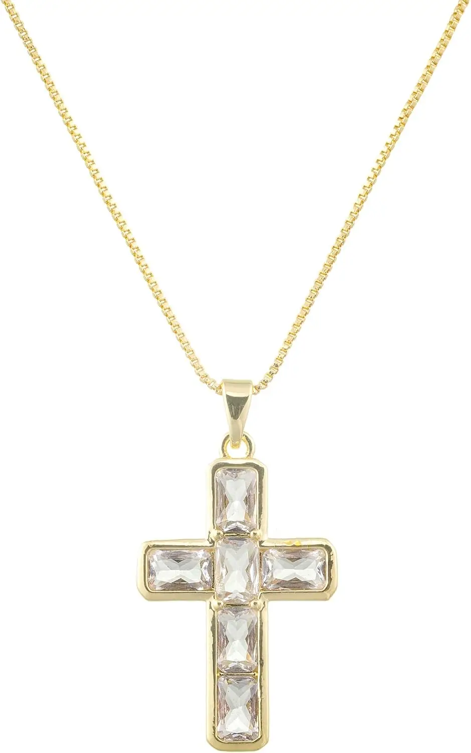 

Золотой кулон-крест для женщин, покрытый позолотой 18K/14K, с сияющими фианитами, регулируемая цепочка 16-18 дюймов, изящное повседневное украшение, подарок