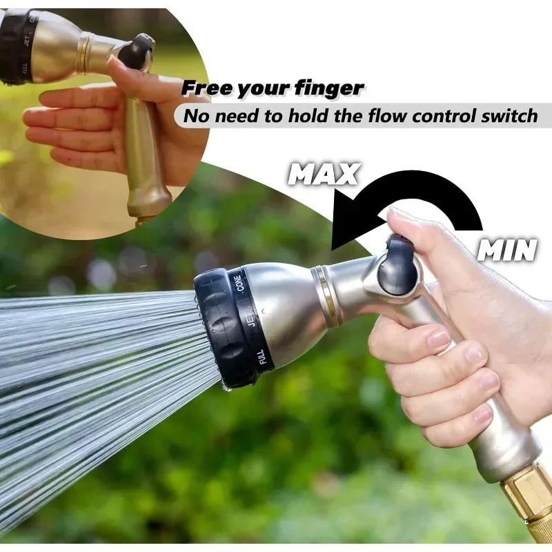 Hot Sellers.Garden Hose Nozzle, 100% Metal Thumb Control Water Hose Sprayer with 8 Spray Patterns, High Pressure Wat.NEW