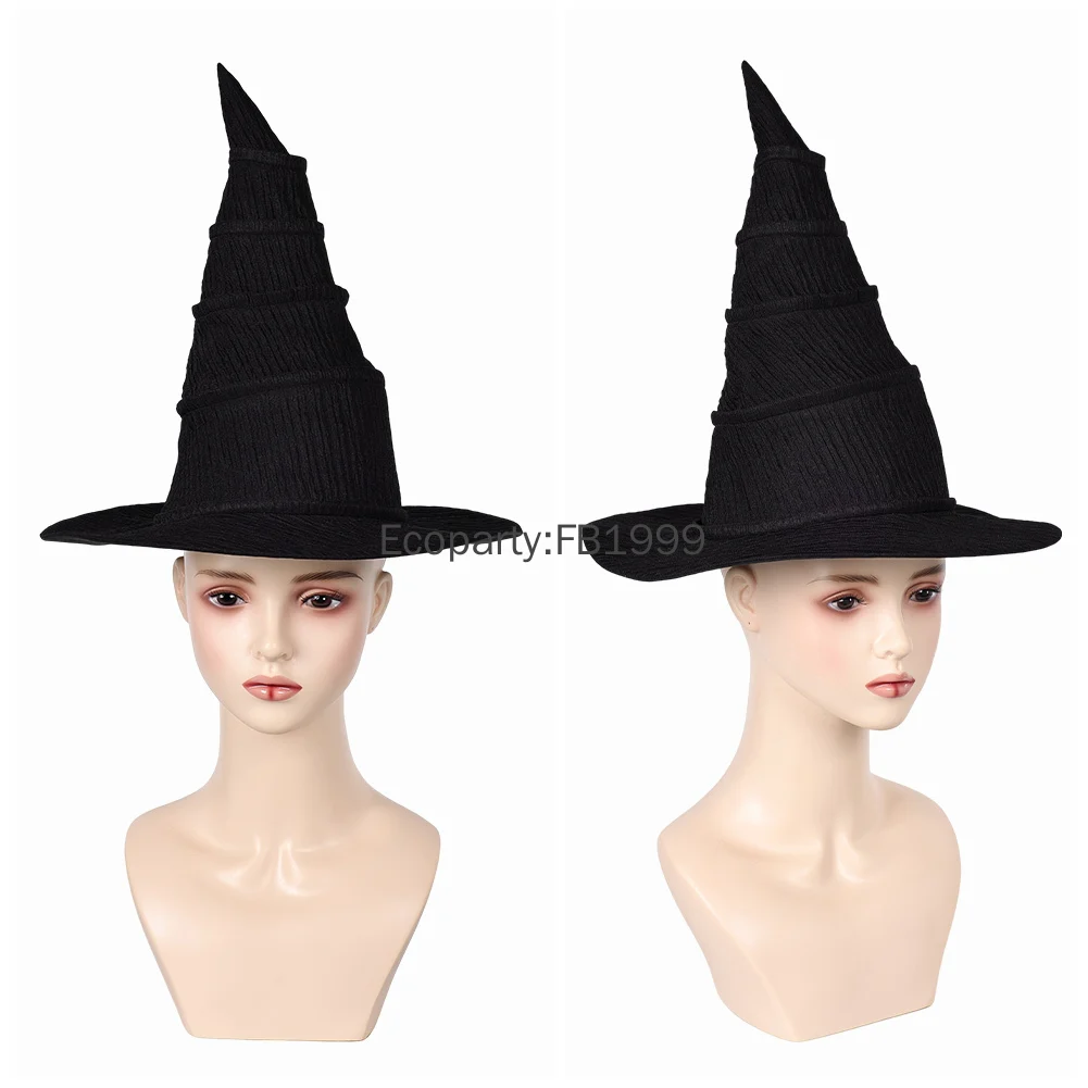 New Elphaba Witch Costume Hat Glasses Set 2024 Wiked Cosplay Accessories for Women Halloween Carnival Roleplay Props