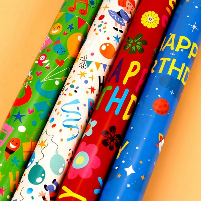 Top-12Pcs Wrapping Paper Sheets With Ribbon,For Birthday Party Wrapping Paper Gift Wrap Papers,Present Gift Wrapping Paper