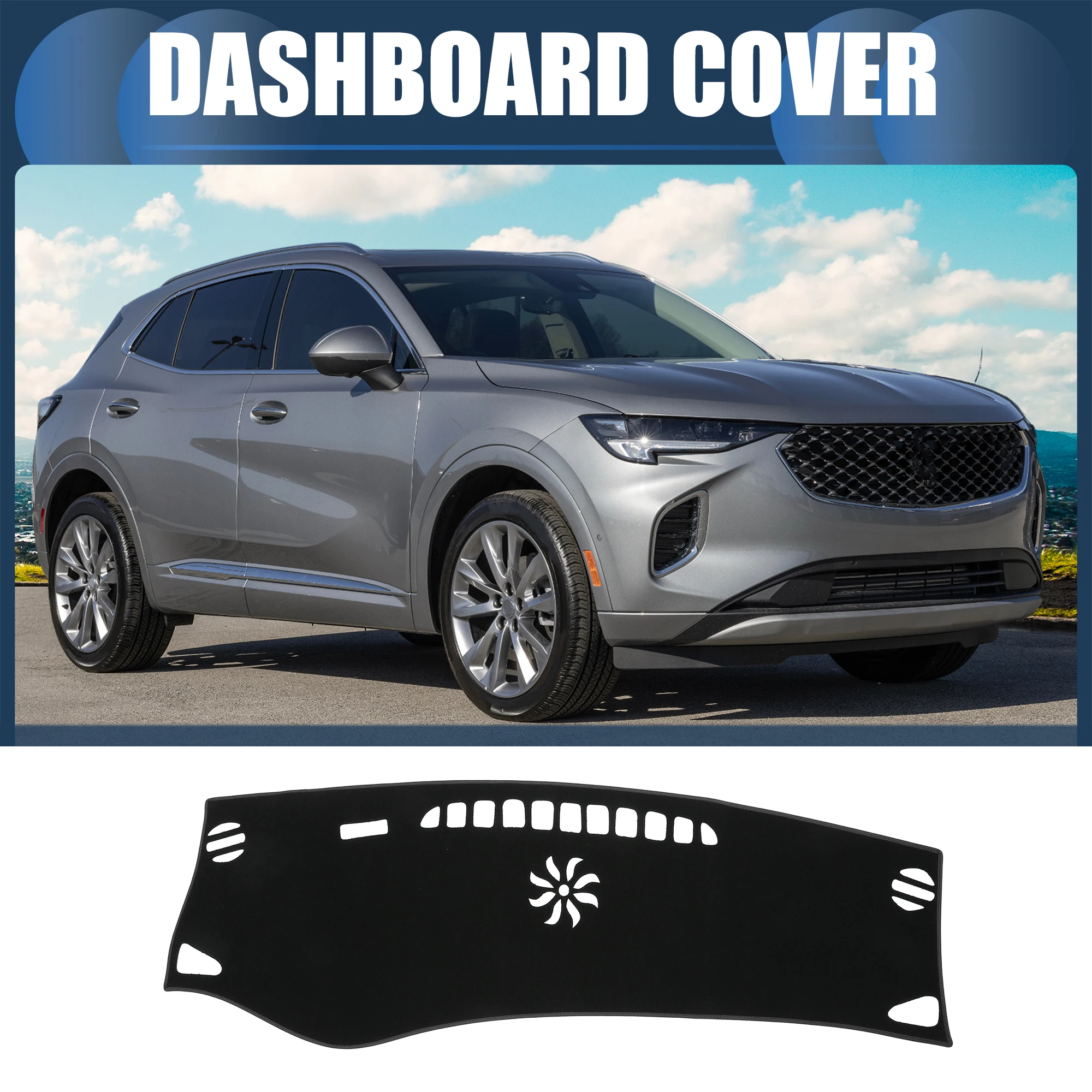 

UXCELL Dashboard Dash Cover Mat for Buick Envision 2014-2017 Sun Protector Pad Black