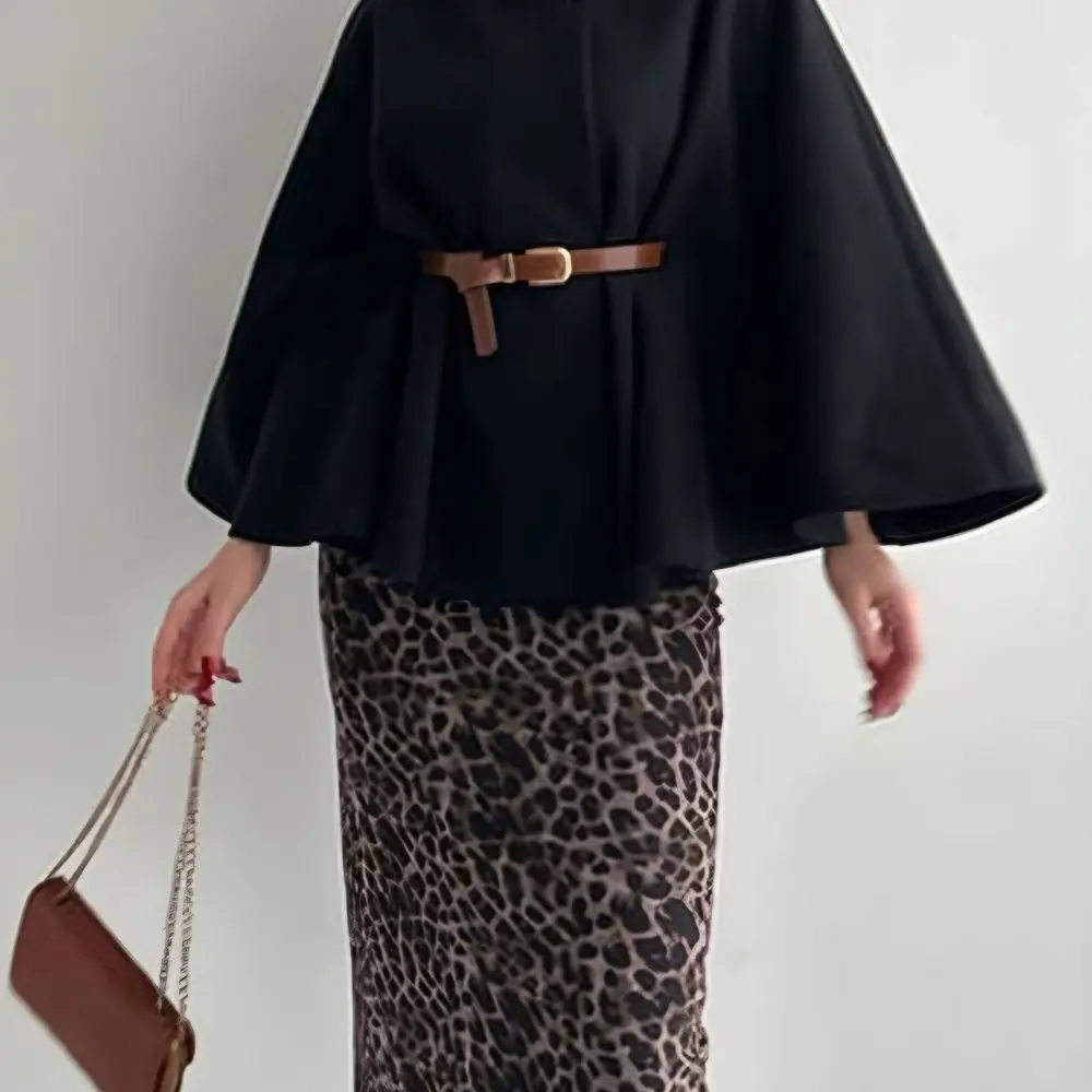 معطف صوفي عصري لون نقي الخصر مقصوص مربوط الرقبة القلنسوة سترة السيدات أنيقة الخريف الشتاء وصول جديد