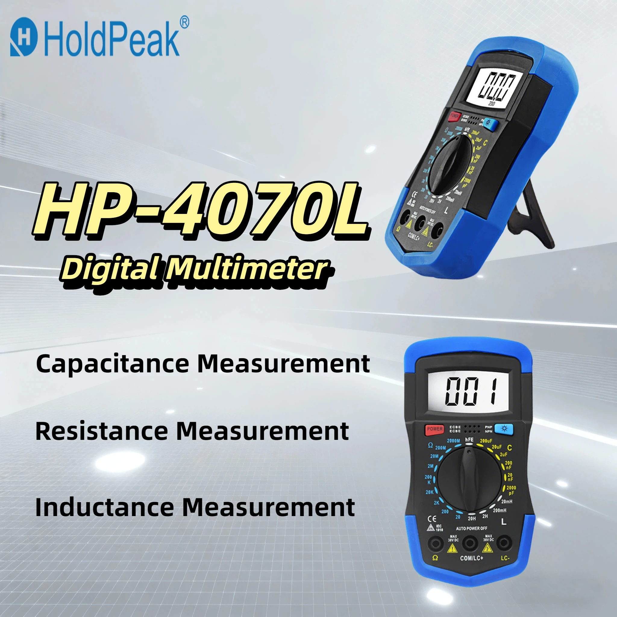 

2000pF~200uF capacitance tester, testing multimeter, manual range, backlight, automatic power-off, testing instrument tools