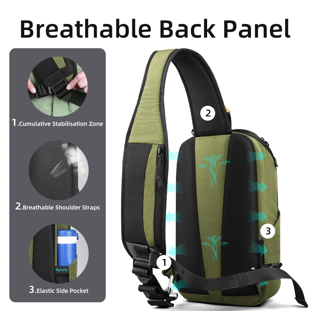 HcanKcan Fashion Crossbody Bag Lightweight Shoulder Bags Travel Hiking Casual Daypack Outdoor Trendy Chest Bag Messenger Pack
