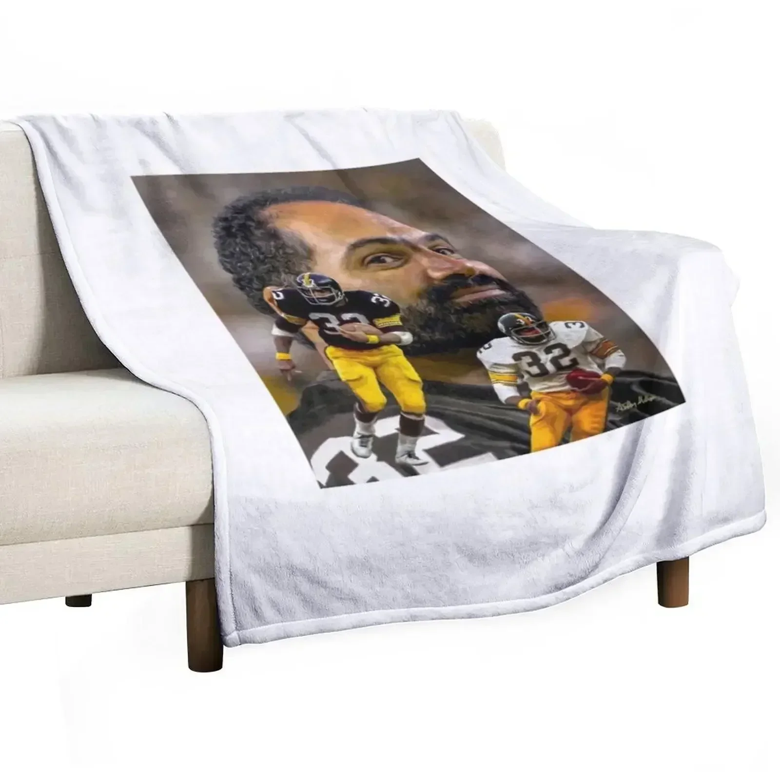 Franco Harris Love Football Throw Blanket Cute Plaid bed plaid funny gift Flannel Plaid on the sofa Decorative Sofas Blankets