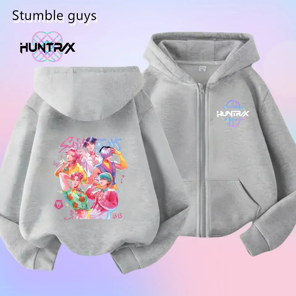 

Warm 3-12Y New KPop Demon Hunters Kids Zipper Hoodie Spring Autumn Sportswear Boys Clothes Girls Print Casual​
