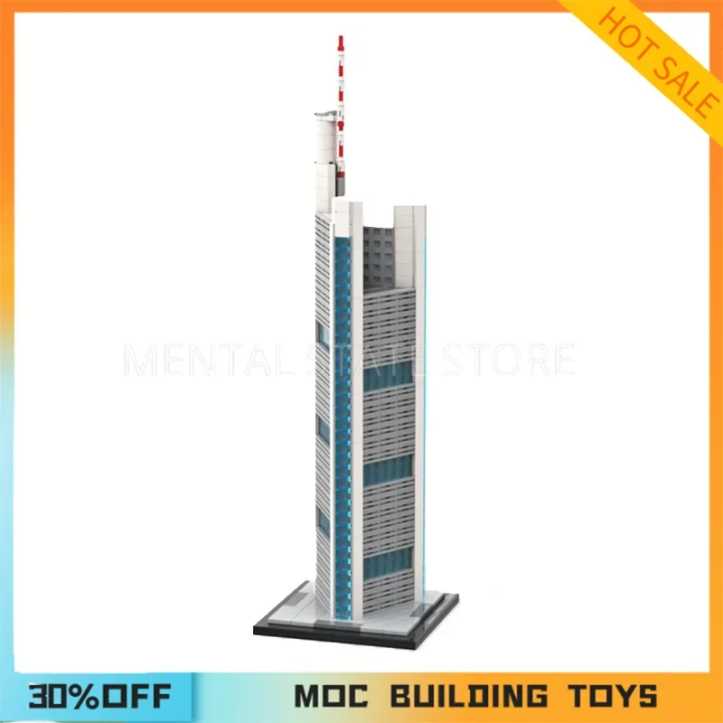 864PCS Customized MOC Commerzbank Tower 1:800 Scale Building Blocks Technology Bricks DIY Creative Assembly Education Toy Gifts