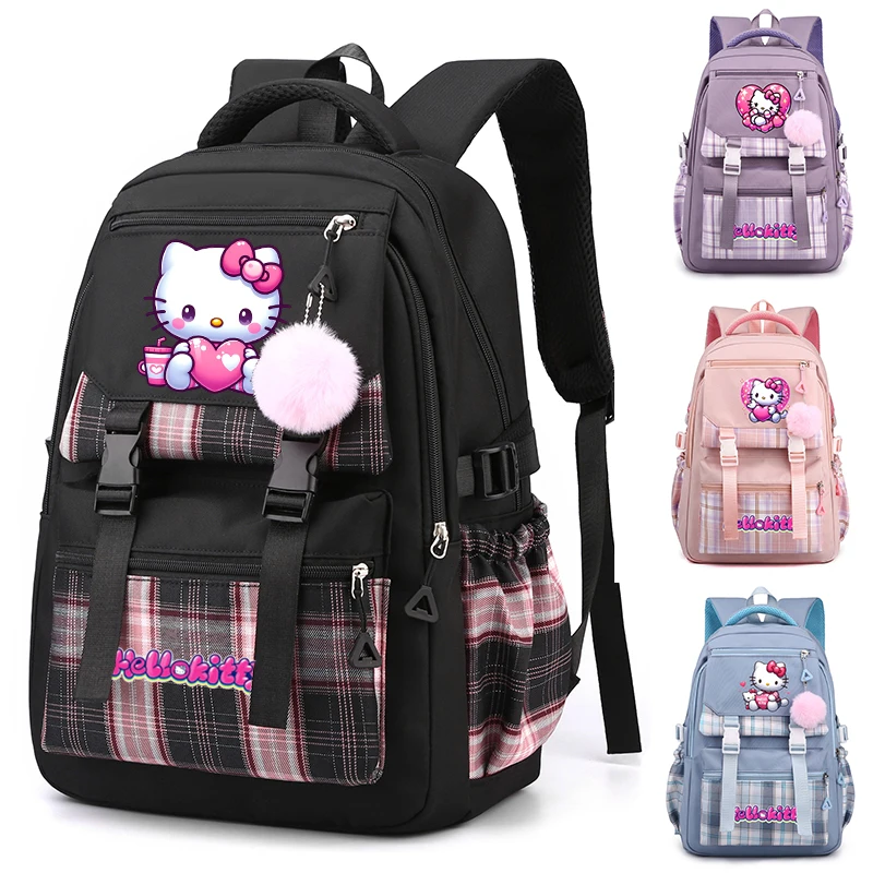 

MINISO Hello Kitty Backpack for Women Anime Bookbag Student Teenager Girl Schoolbag Back To School Knapsack Travel Rucksack