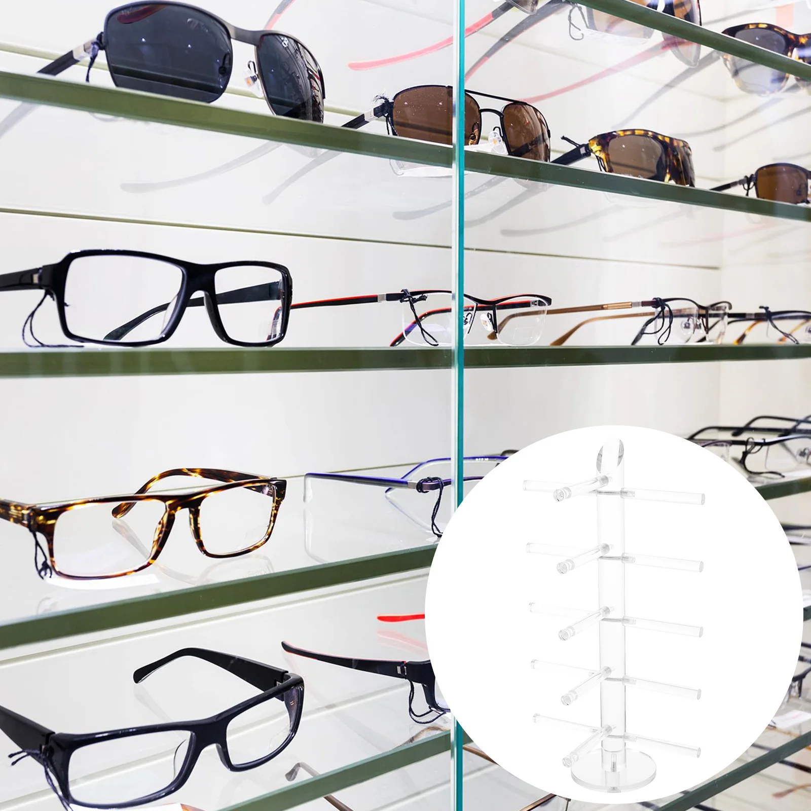 

Acrylic Glasses Display Rack Holder Transparent Jewelry St for Eyeglasses Sunglasses Store Counter Showcase Home Use