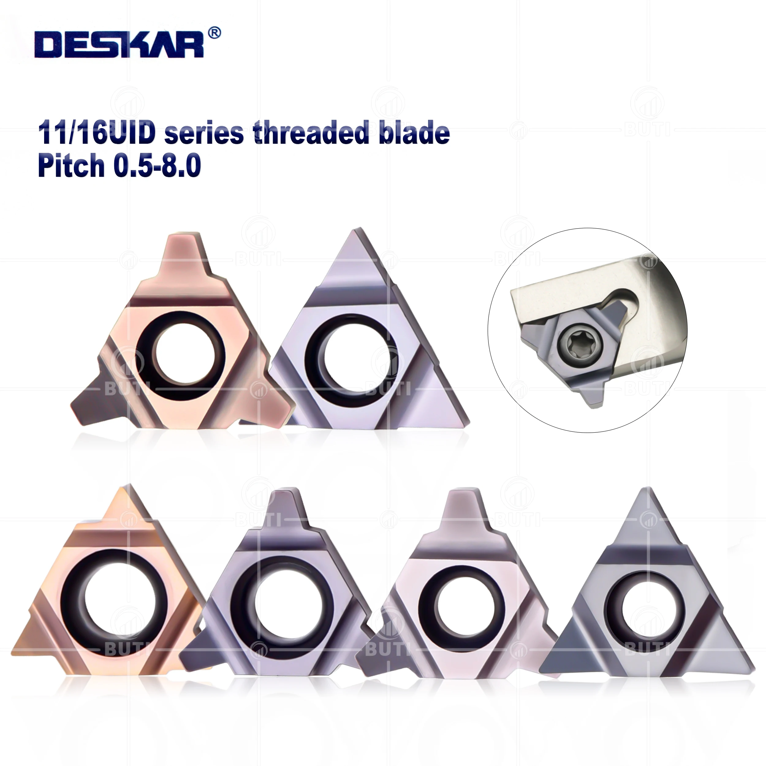 CNC Center Thread Blades 11UID 16UID 22UID 2.0 3.0 6.0TR 11UID 1540-55 11UID C60 E60 Hard Alloy Deep Hole Thread Milling Inserts