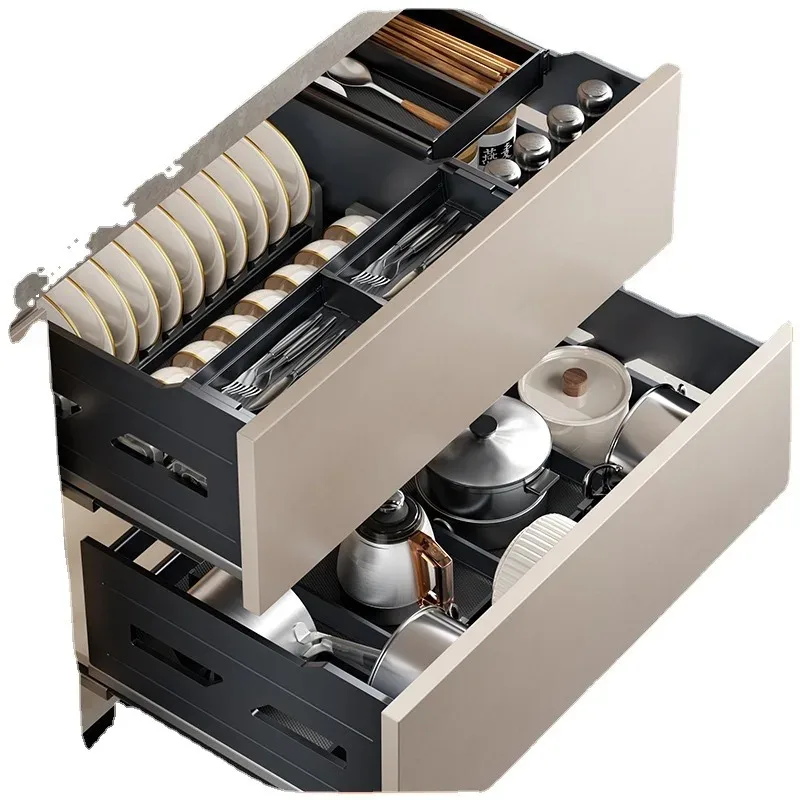 Armários de cozinhaCavários de cozinha com gavetas estilo gavetaCajuros embutidos para guardar pratos, cestos extraíveis, cestos de gaveta mágicos,