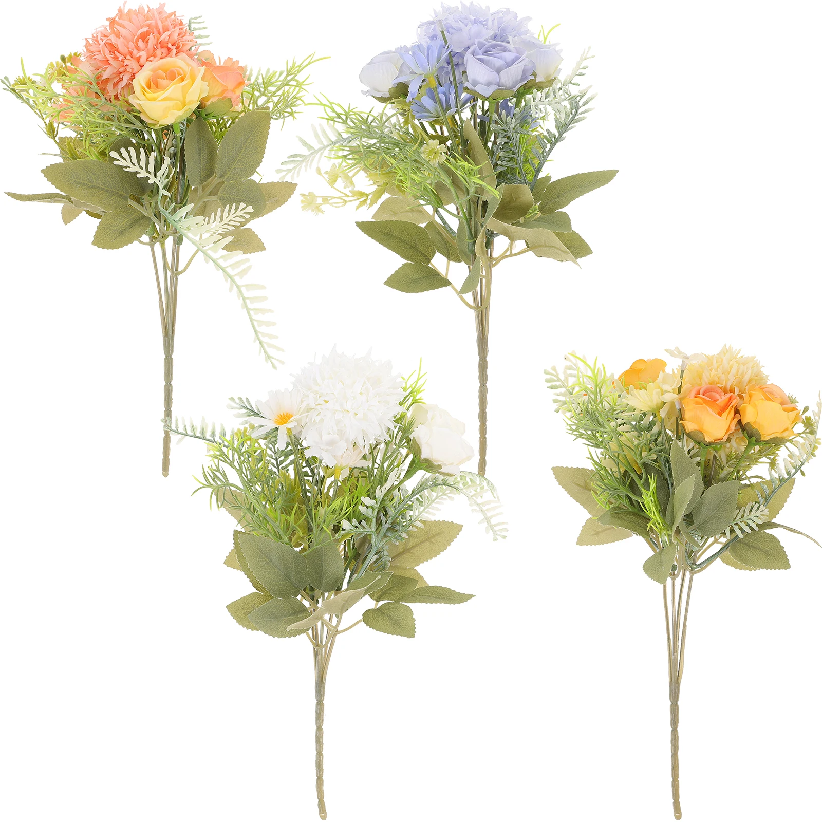

4Pcs Artificial Flower Bouquet Realistic Simulation Flowers Home Decor Office Wall Arrangement Party Decoration
