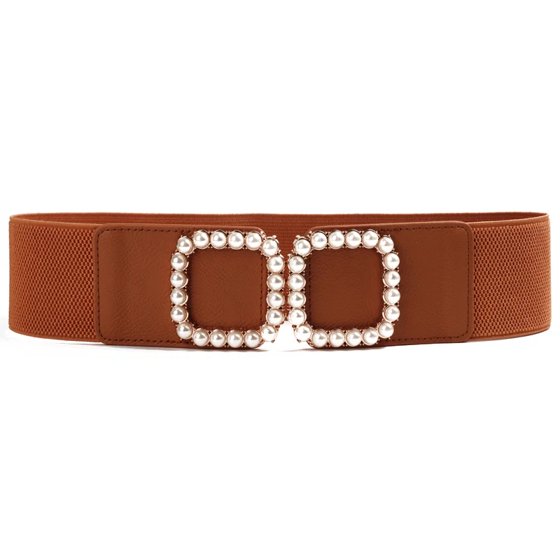لؤلؤة مربعة مشبك Cummerbunds لفستان الفتيات حفل زفاف تزيين اكسسوارات موضة أحزمة الخصر المرنة للنساء