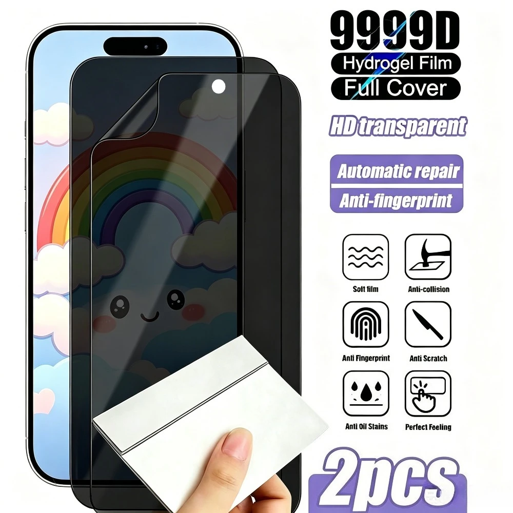 

2Pcs Anti Spy Full Cover Hydrogel Film for iPhone 17 16 15 Pro Max 17e 16e Air 14 13 12 Pro 15 14 Plus Privacy Screen Protector