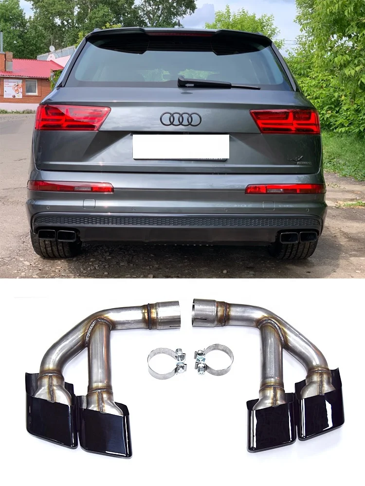 304 Stainless Steel Q7 2017 Exhaust Tips For 2016-2018 2.0t 3.0t Audi Q7 Exhaust Pipe Up To Audi Sq7 Muffler Tip