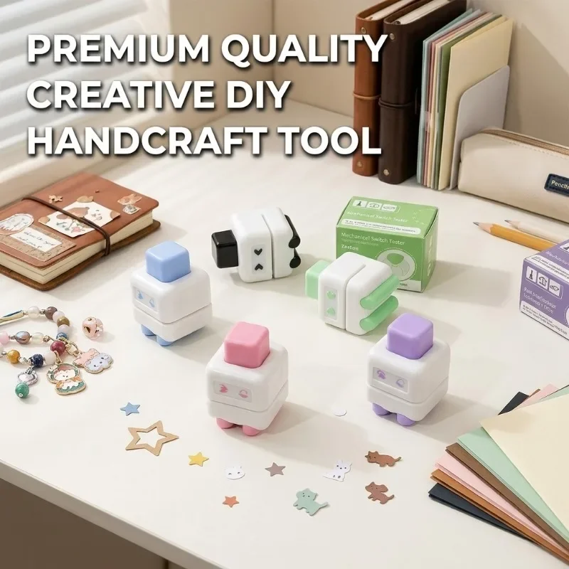 Mini Single Hole Puncher Cute Robot Design Handheld Paper Punch for DIY Scrapbooking Journaling School Stationery