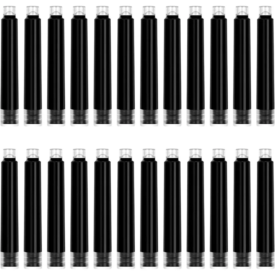 

Fountain Pen Set Ink Cartridges Black Color Value Pack of 24 Refill Ink Cartridges 2.6 mm Bore Diameter Preppy Combo for Fine W
