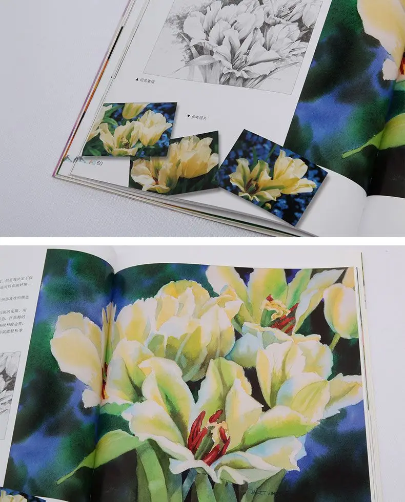Janet Whitel's Flower Watercolor Class - Basic Techniques and Skills for Beginners' Painting Tutorial Book
