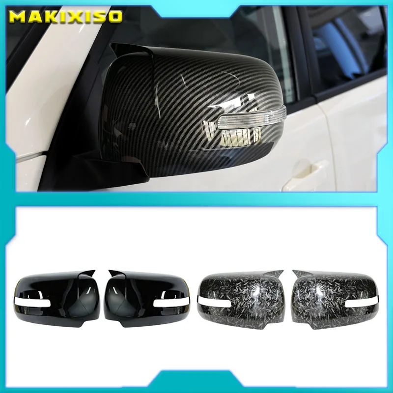 2PCS For Mitsu Pajero Sport 2009-2014 Car Rearview Side Mirror Cover Wing Cap Exterior Door Housing Shell Trim ABS Carbon Fiber