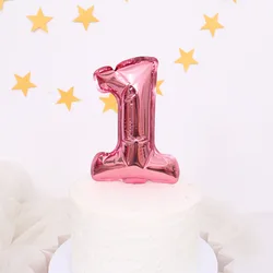 Five Inch Number 0-9 Rose Gold Cake Topper Foil Balloons Party Balloon Mini Cupcake Topper for Wedding Birthday Party Decoration