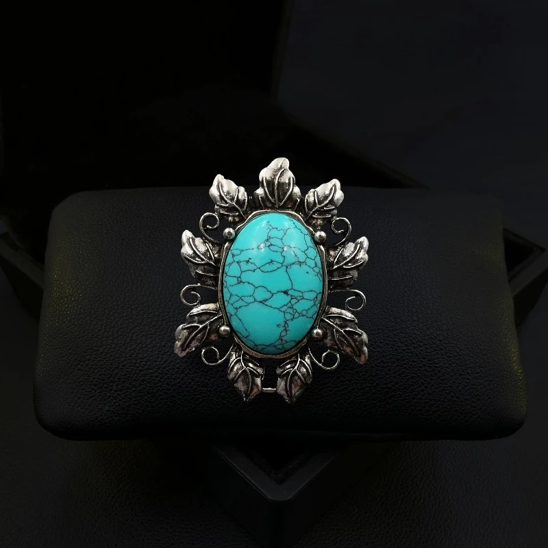 

Vintage Blue Turquoise Brooch Elegant Temperament Corsage Pin Luxury High-end Fashion Accessory for Women Suit Jewelry Gift 2078