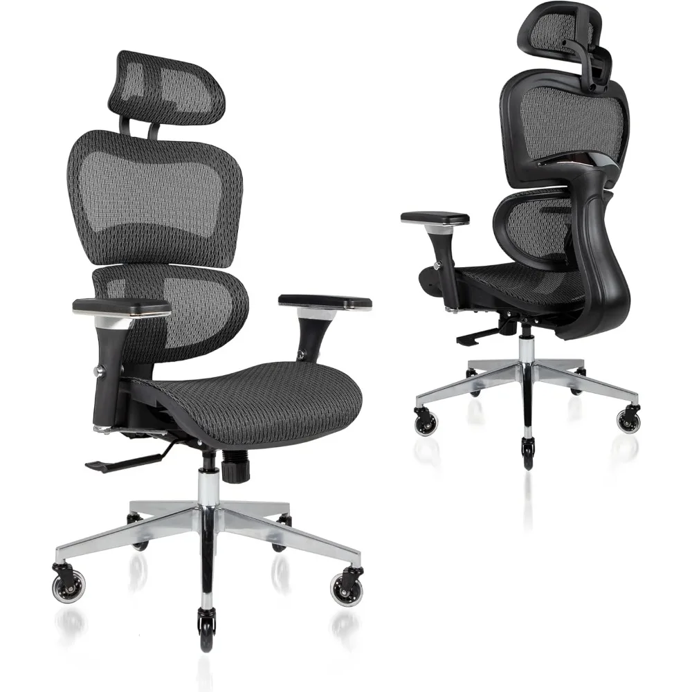 

Office Chair Lumbar Support Mesh Office Chair with 4D Adjustable Armrest, Mesh High Back Home Office Desk Chairs(Black)
